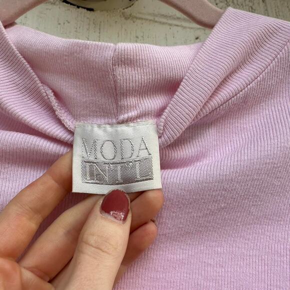 Moda International Vintage Y2K Pastel Pink Mock Neck T-Shirt Dress - Picture 3 of 3